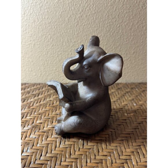 Ari Bookends Reading Elephant Statuettes Classic Brown Resin - Set of 2 - Picture 6 of 13